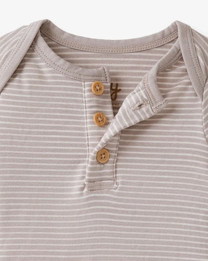 Dove Gray Stripe Henley Bodysuit