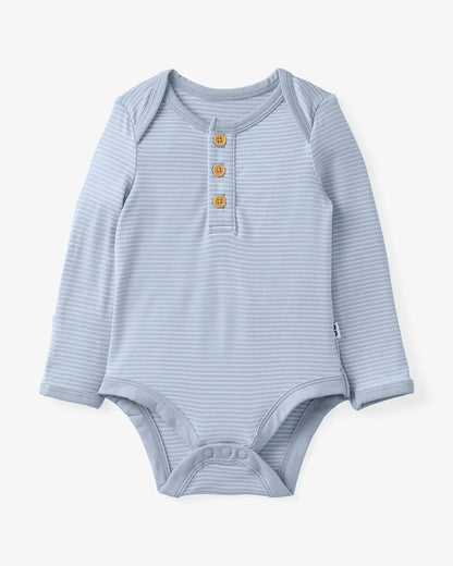 Light Fog Stripe Henley Bodysuit