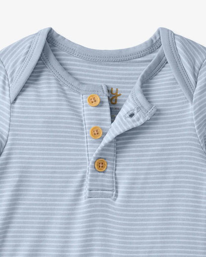 Light Fog Stripe Henley Bodysuit