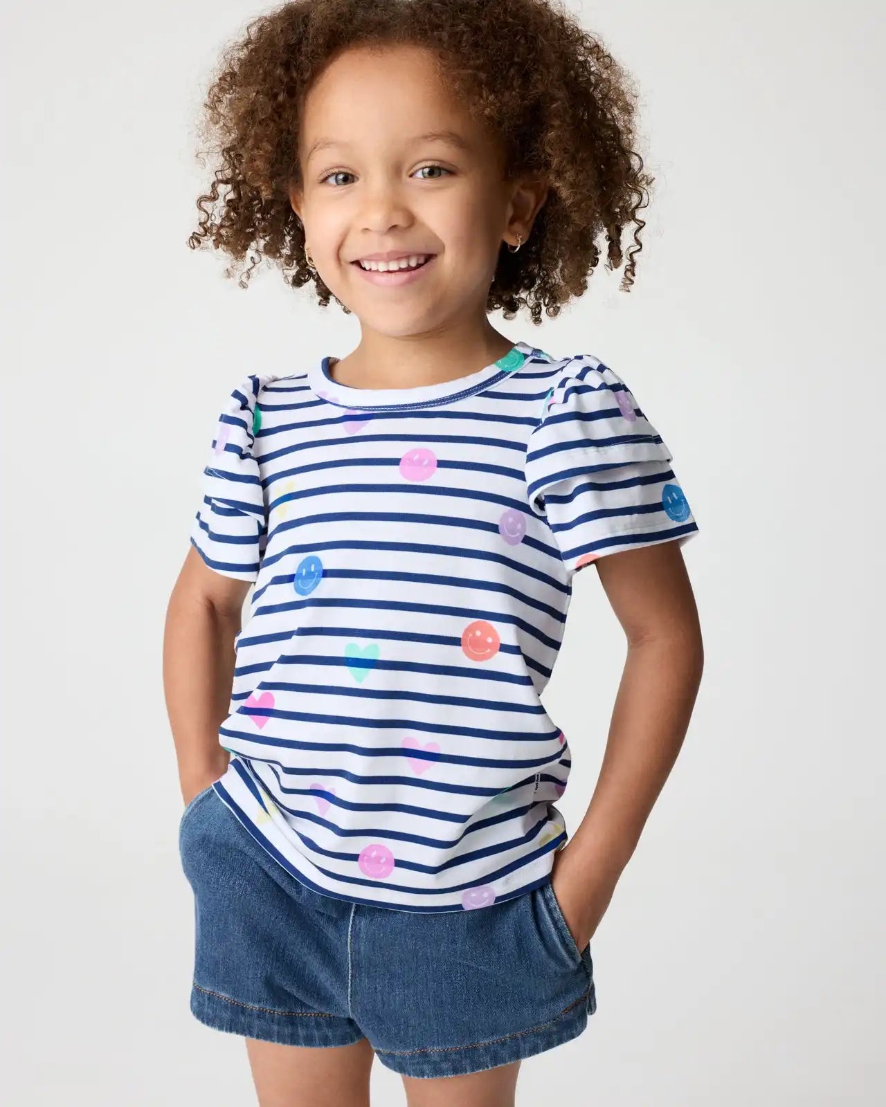 Smiley Stripes Double Flutter Tee