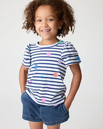 Smiley Stripes Double Flutter Tee