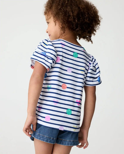 Smiley Stripes Double Flutter Tee
