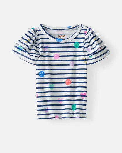 Smiley Stripes Double Flutter Tee