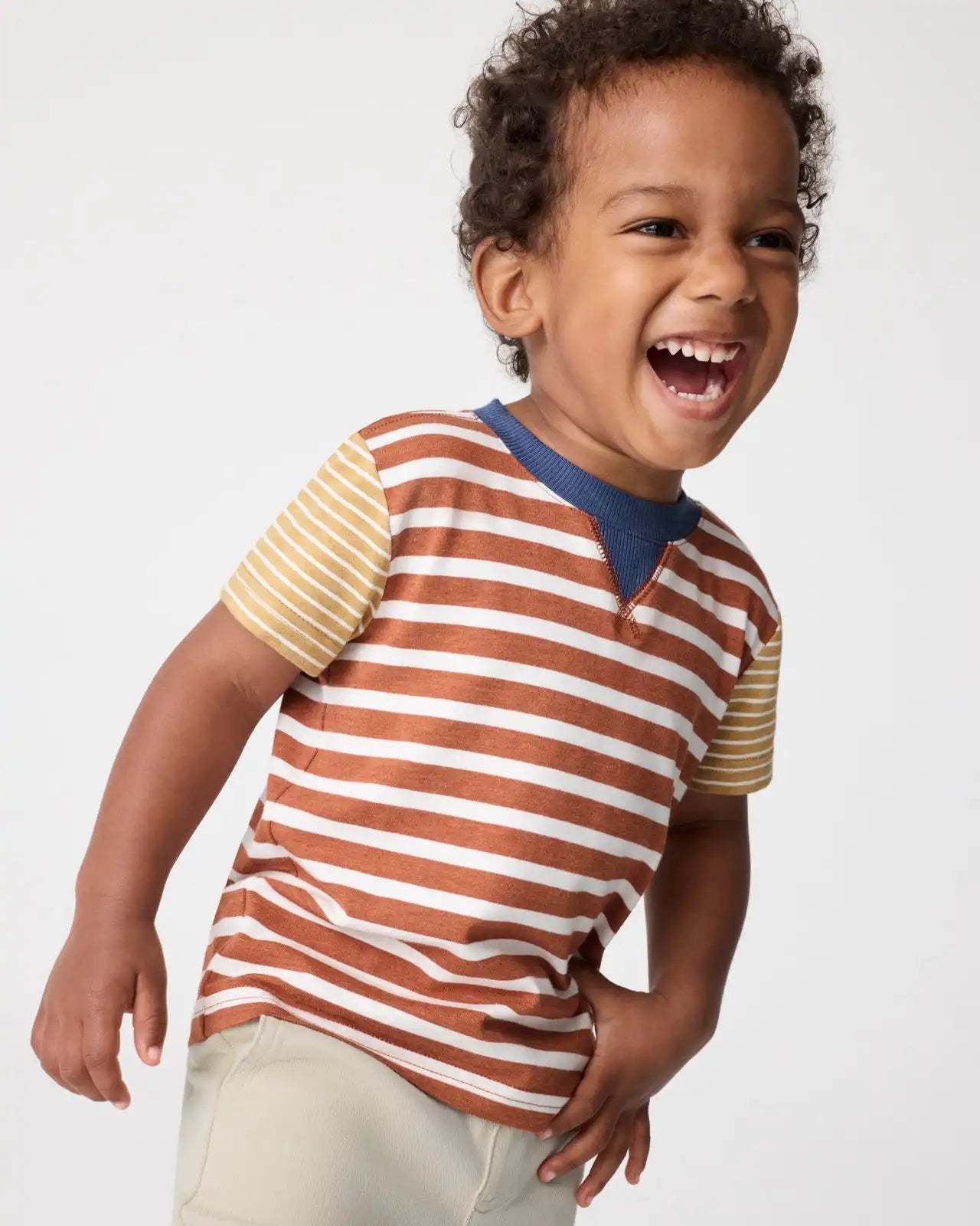 Golden Amber Heather Stripe Relaxed Tee