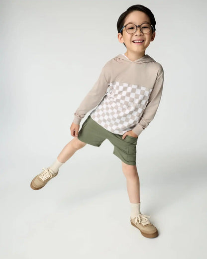 Stone Checks Relaxed Hooded Tee