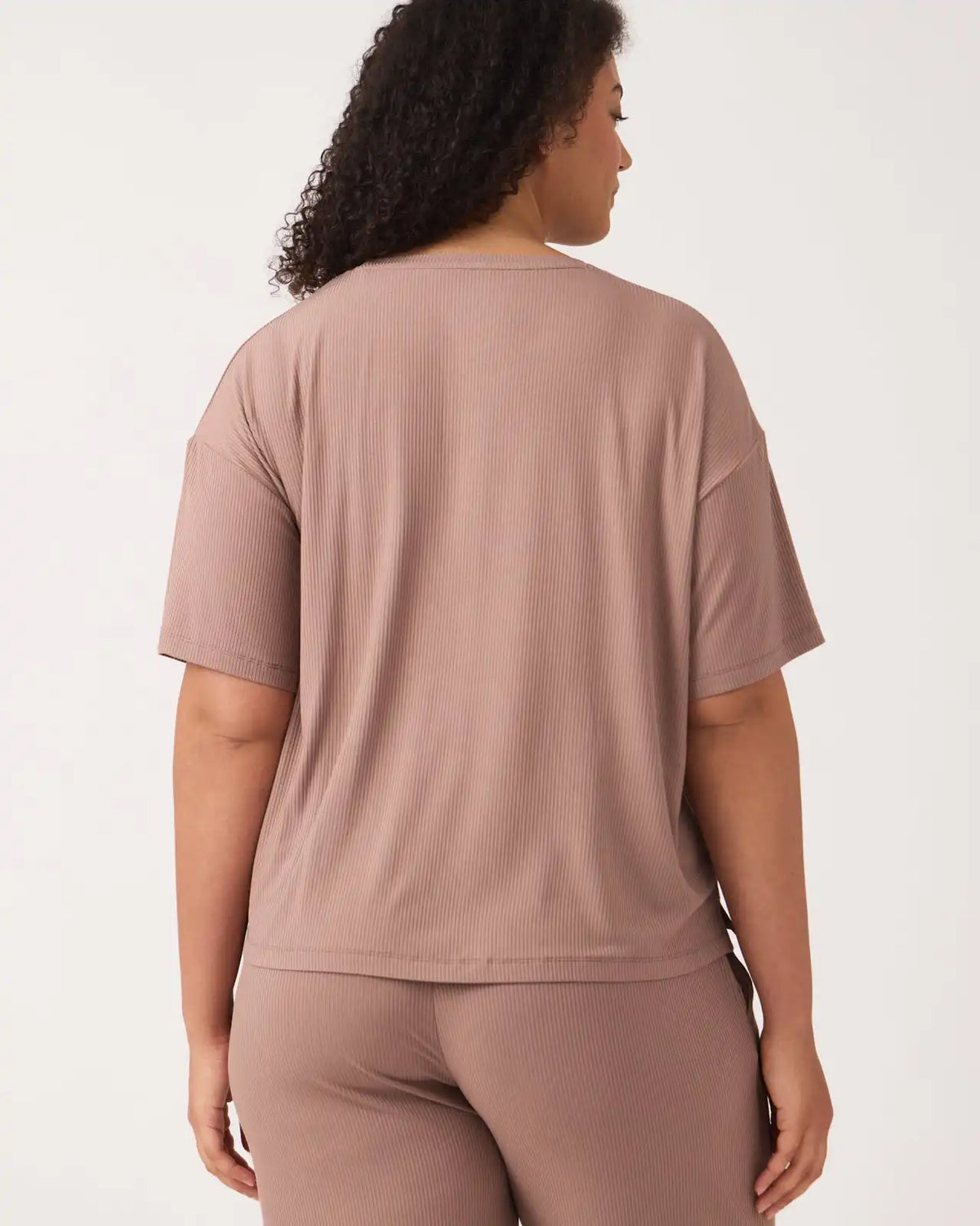 Hazy Brown Women's Ribbed Boxy Tee