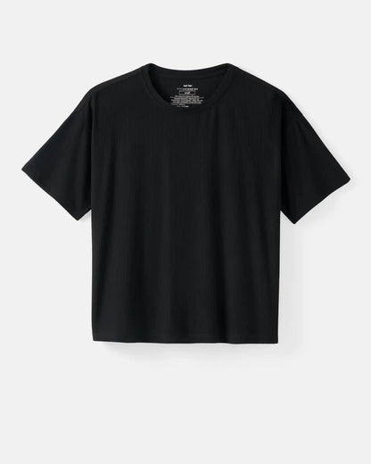 Black Women's Ribbed Boxy Tee