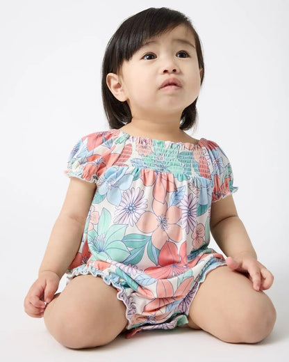 Shoreline Blooms Smocked Bubble Romper