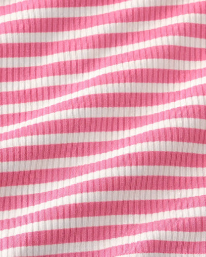 Sweet Pink Stripe Ribbed Ruffle Tank