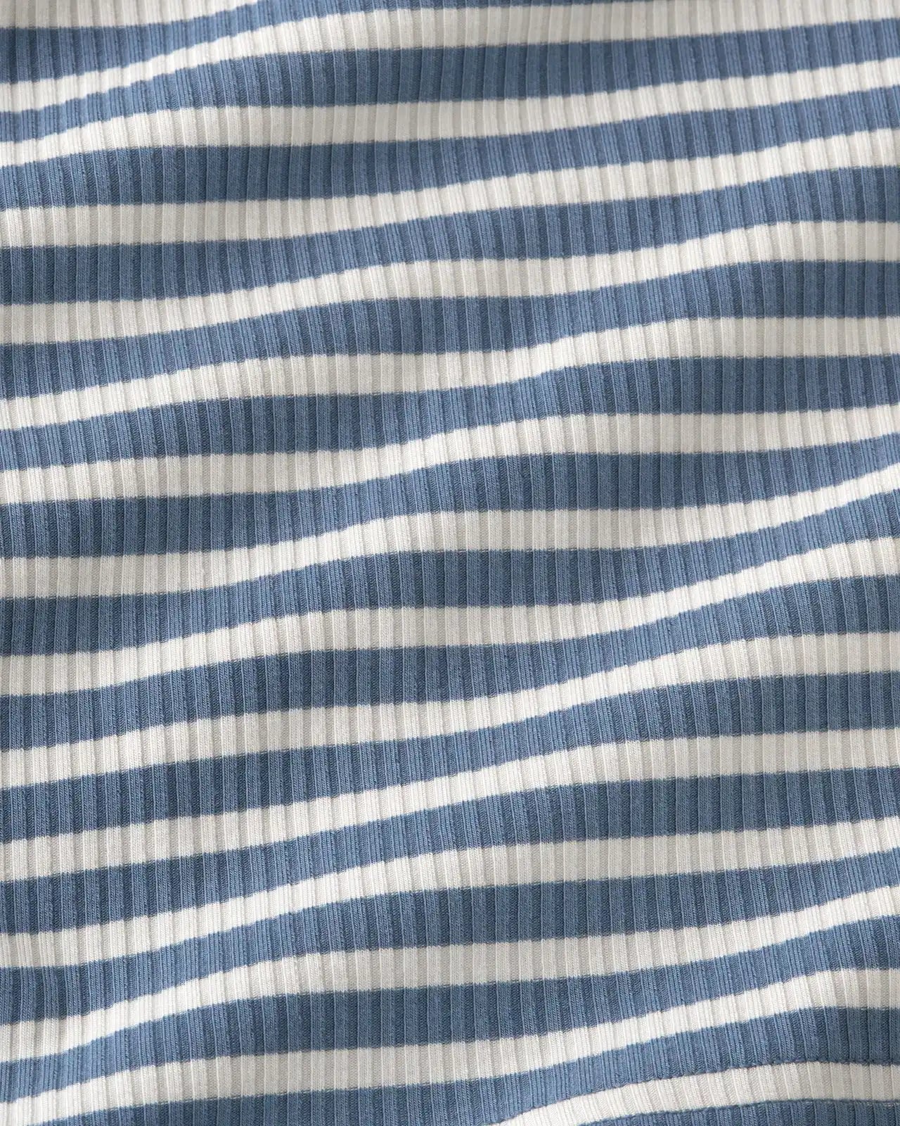 Infinite Blue Stripe Ribbed Ruffle Tank