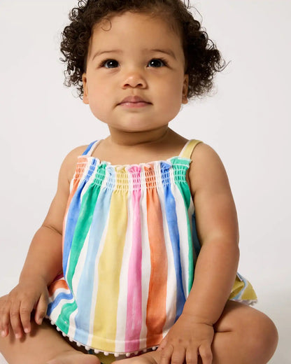 Rainbow Ribbon Smocked Top with Bloomer