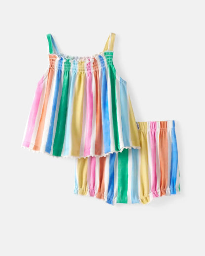 Rainbow Ribbon Smocked Top with Bloomer