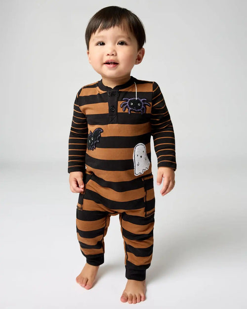 Spooky Stripes Henley Romper
