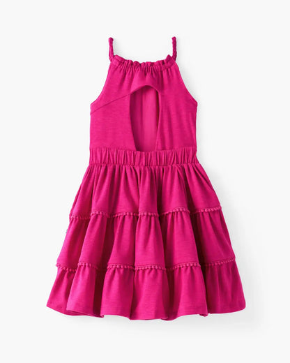 Pink Punch Open Back Tiered Dress