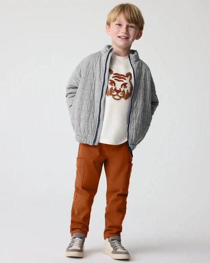 Heather Gray Quilted Track Jacket