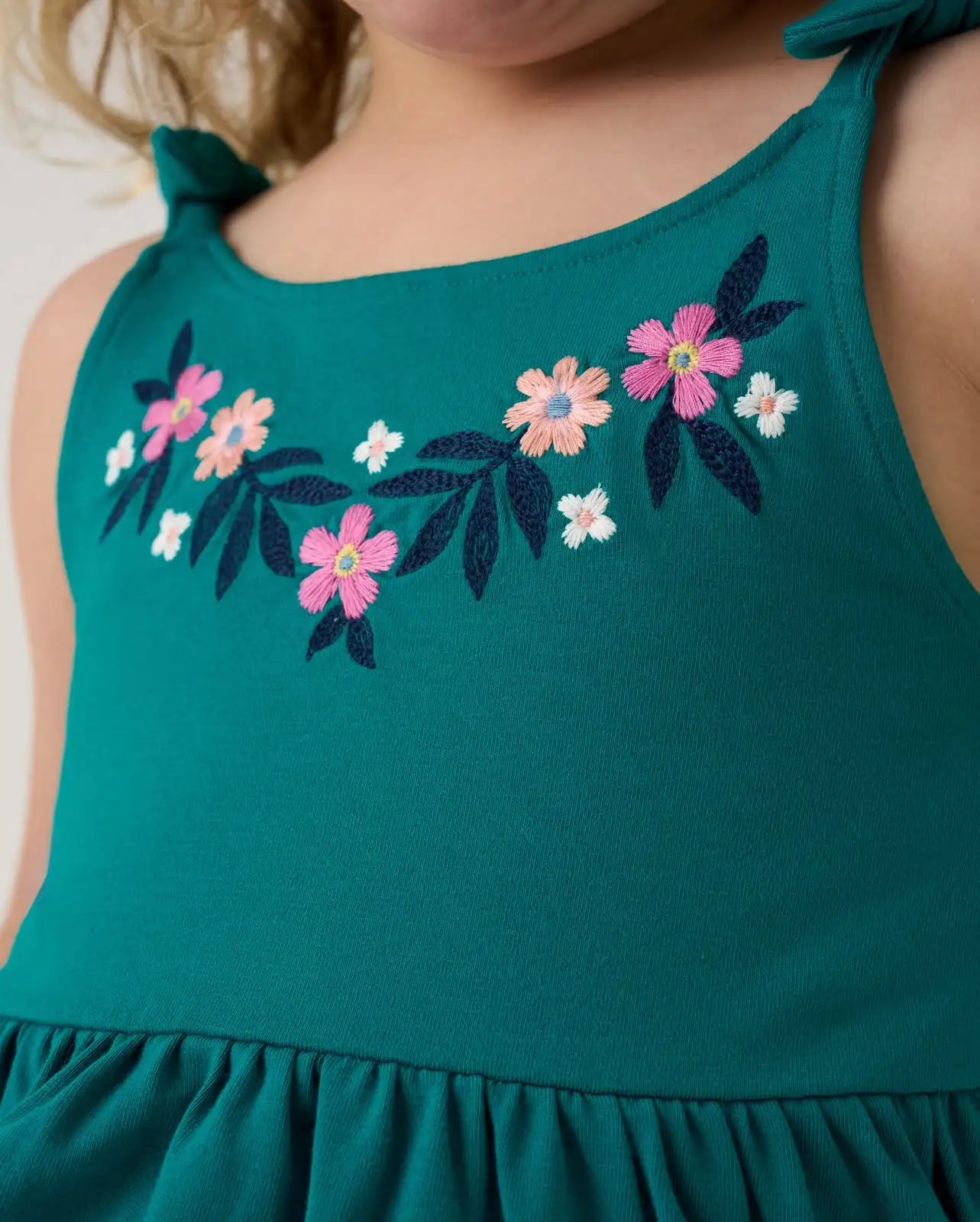 Midnight Tide Embroidered Peplum Tank