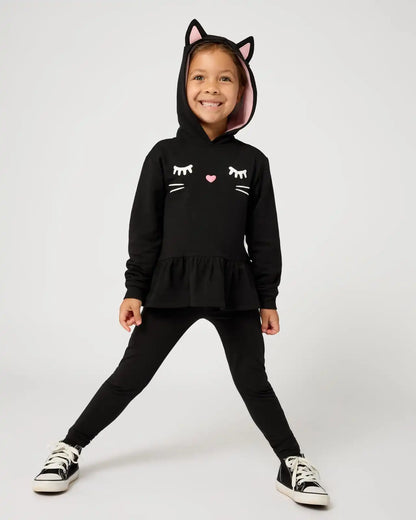 Black Cat Peplum Hoodie