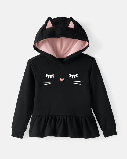 Black Cat Peplum Hoodie