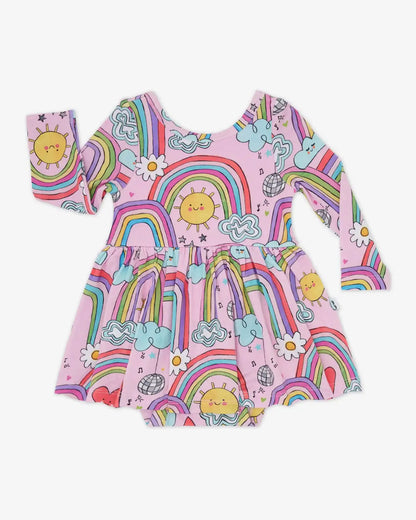 Disco Rainbows Skater Dress with Bodysuit