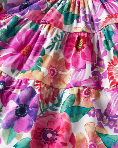 Hibiscus Blooms Tiered Flutter Dress