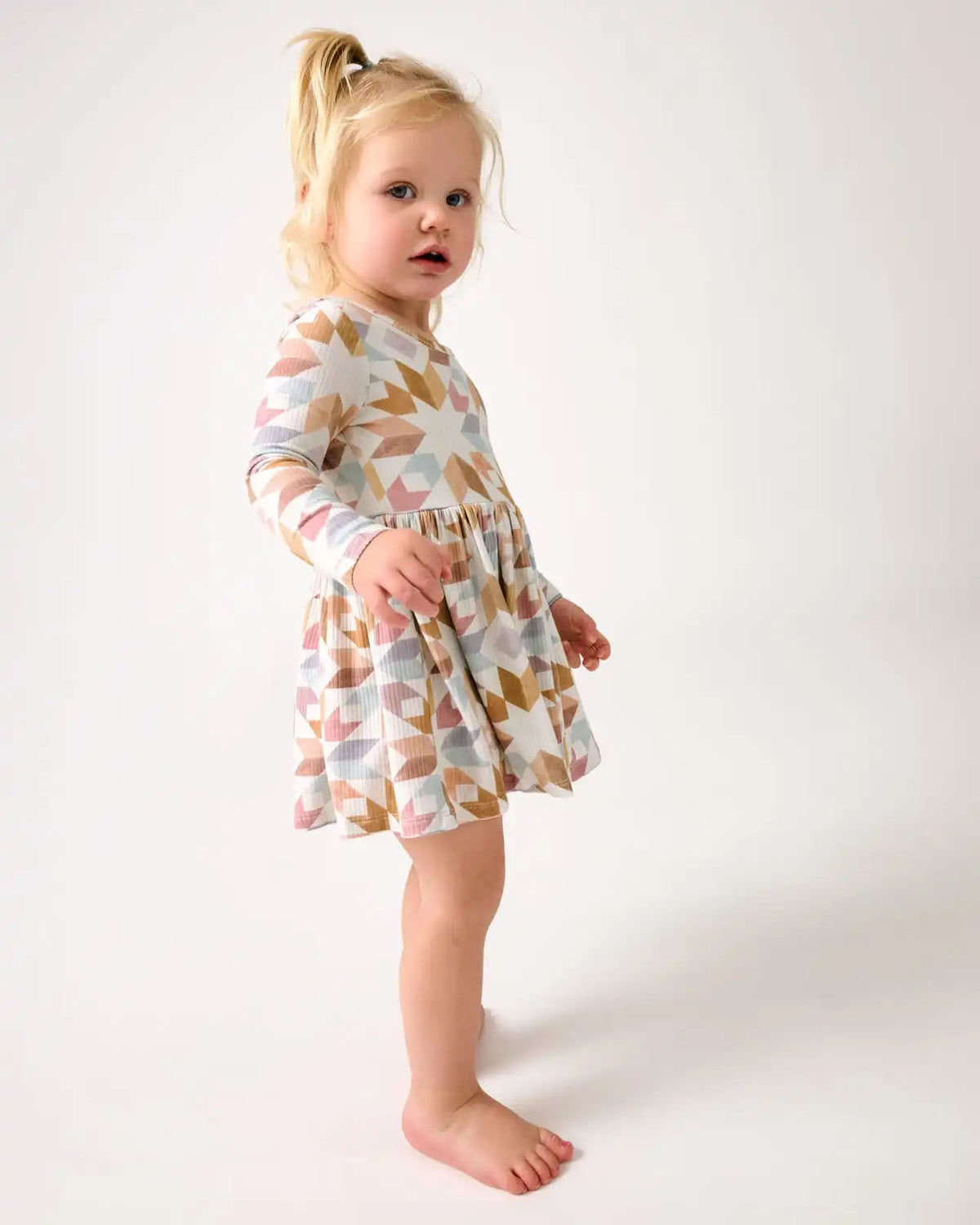 Kaleidoscope Dreams Ribbed Skater Dress with Bodysuit