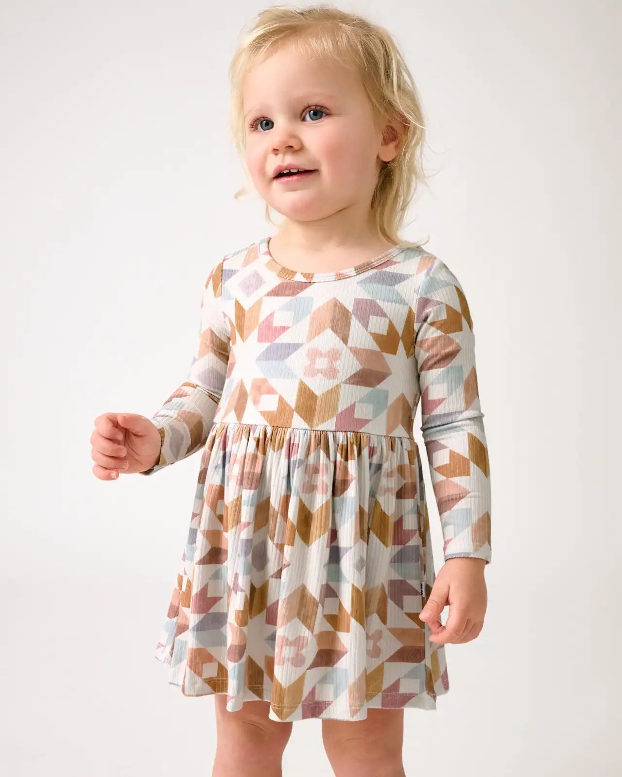 Kaleidoscope Dreams Ribbed Skater Dress with Bodysuit