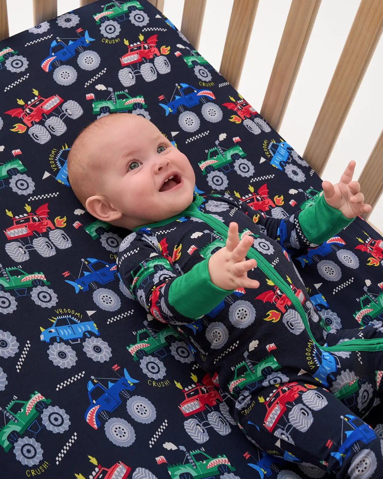 Monster Truck Madness Fitted Crib Sheet