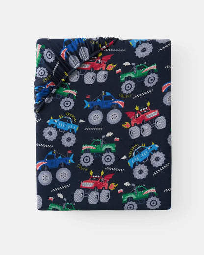 Monster Truck Madness Fitted Crib Sheet