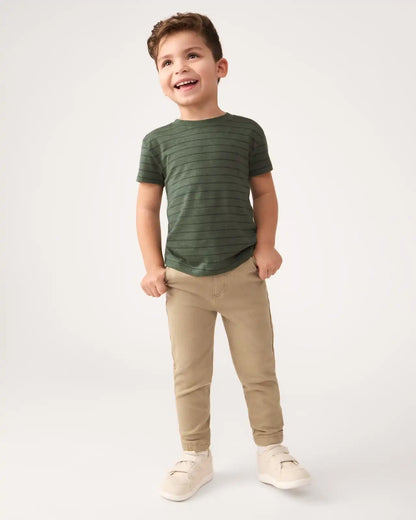 Olive Stripes Short Sleeve Relaxed Tee