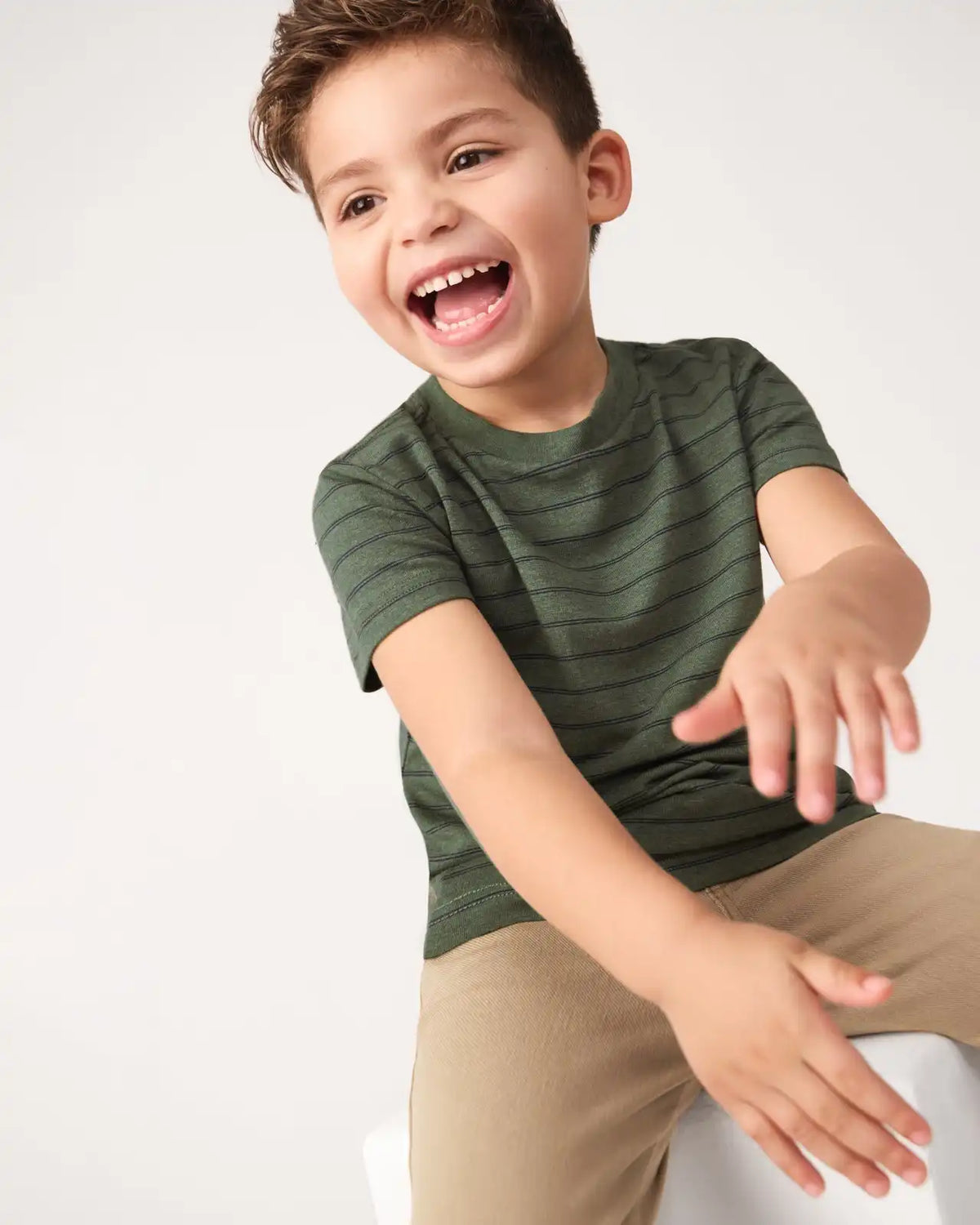 Olive Stripes Short Sleeve Relaxed Tee