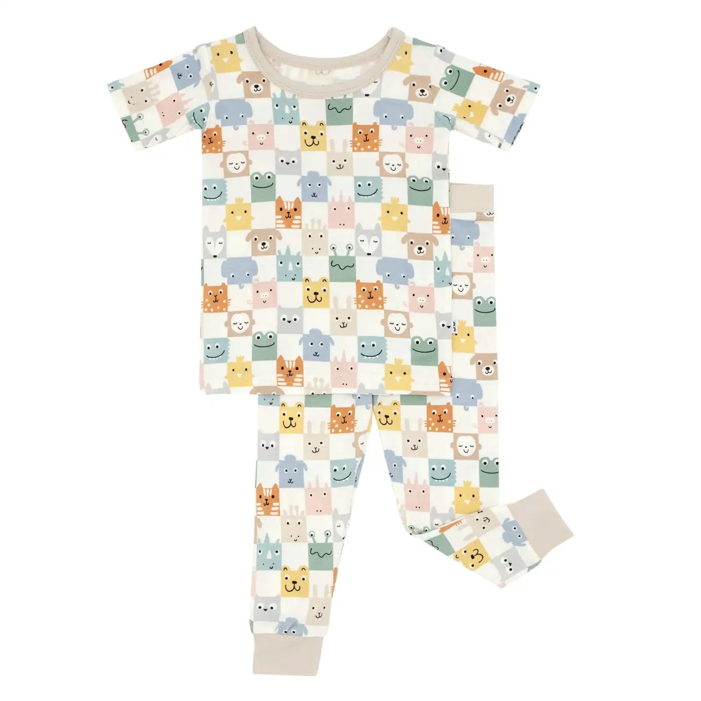 Check Mates Two-Piece Short Sleeve Pajama Set