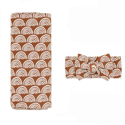Rust Rainbows Swaddle & Luxe Bow Headband Set