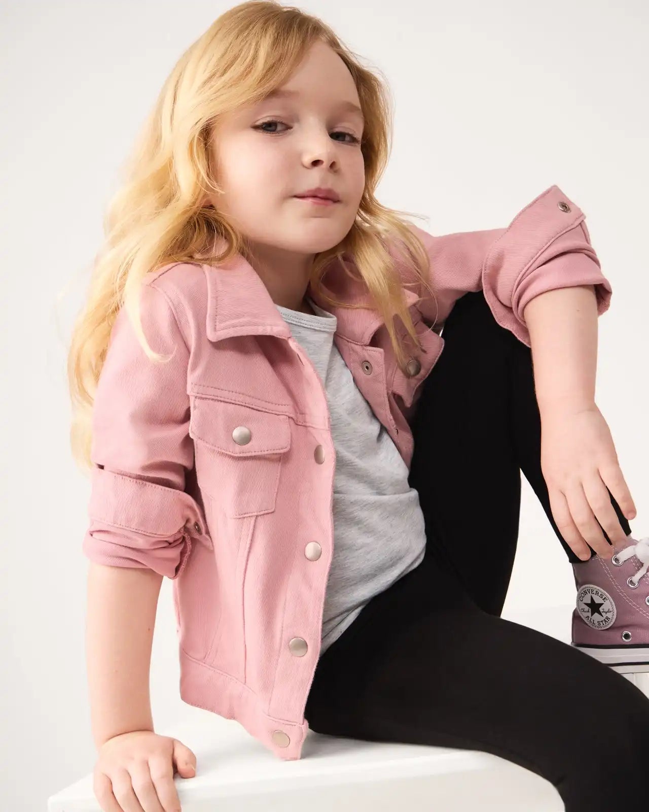 Mauve Blush Denim Trucker Jacket