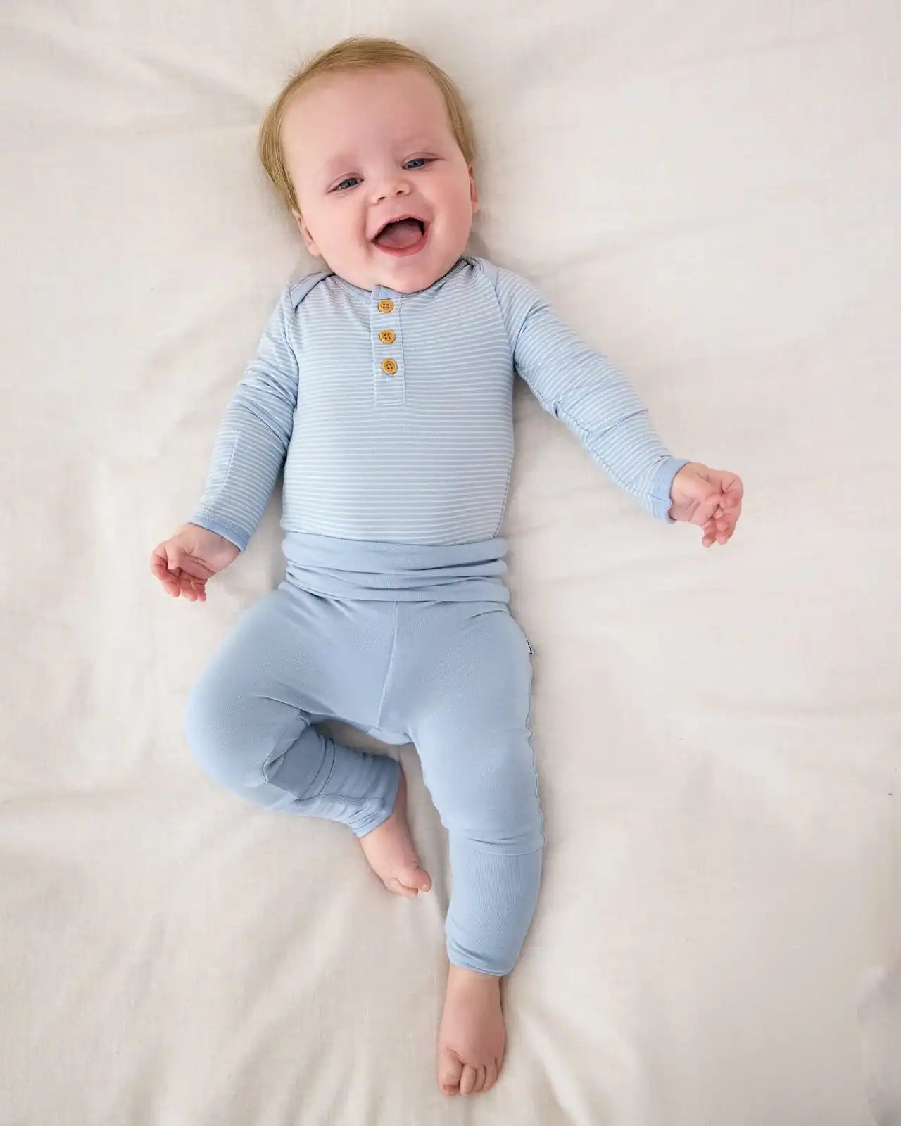 Light Fog Stripe Henley Bodysuit