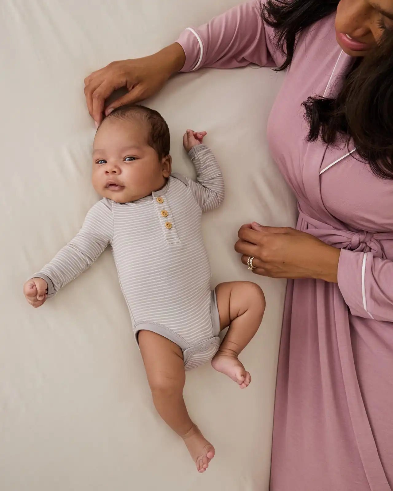 Dove Gray Stripe Henley Bodysuit