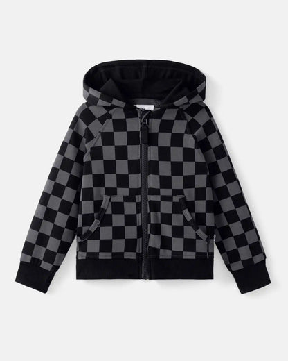 Monochrome Checks Zip Hoodie