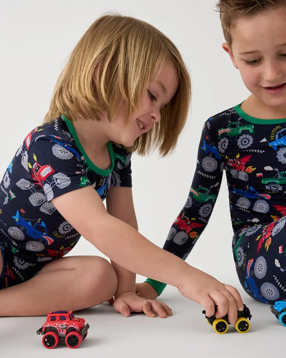 Monster Truck Madness Two-Piece Short Sleeve & Shorts Pajama Set