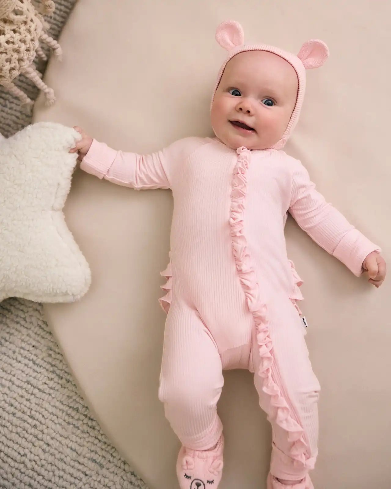 Prima Pink Bear Bonnet
