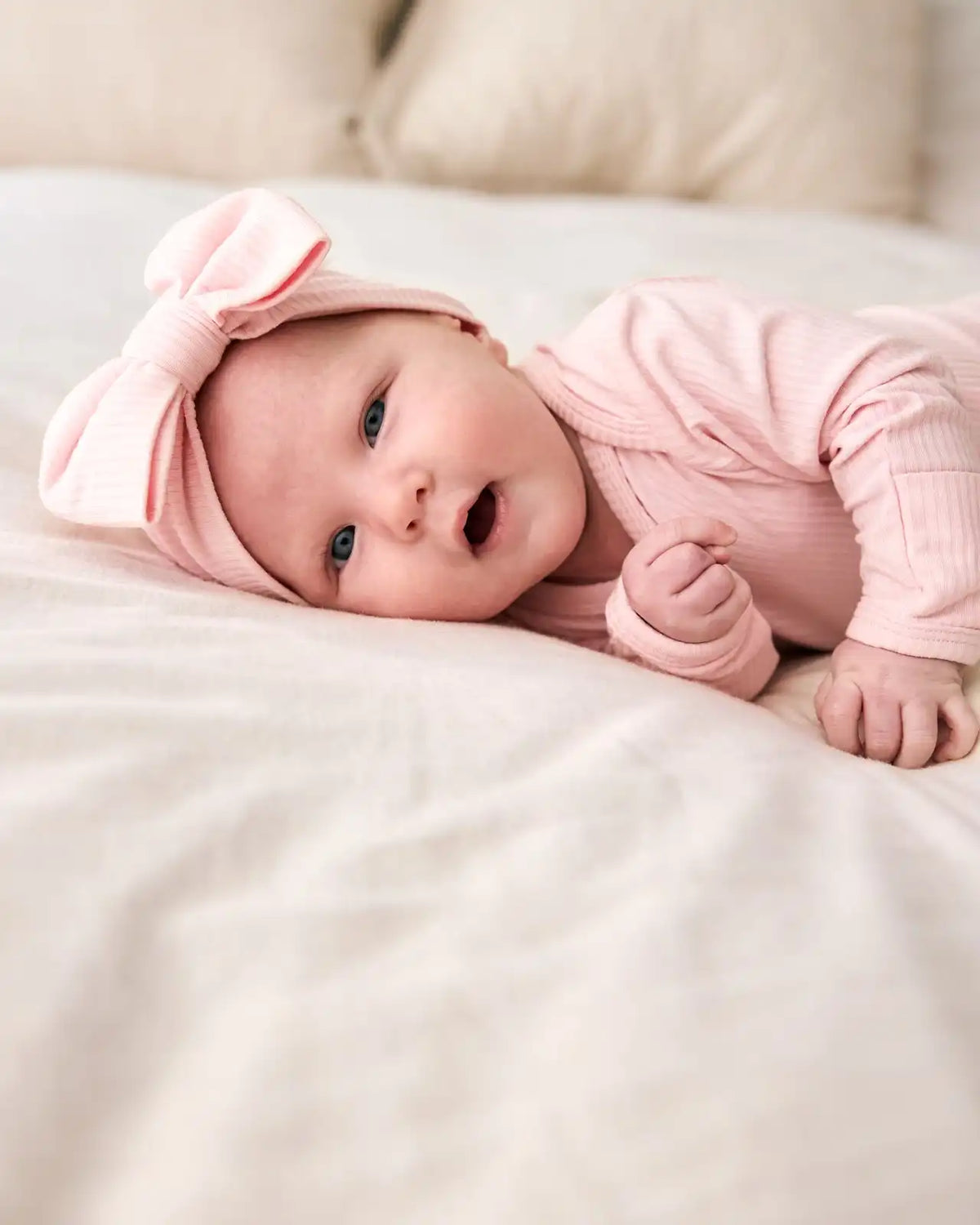 Prima Pink Ribbed Luxe Bow Headband