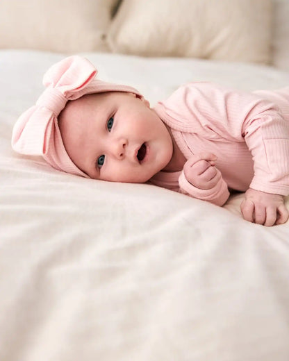 Prima Pink Ribbed Luxe Bow Headband