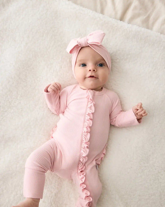 Prima Pink Ribbed Ruffle Zippy