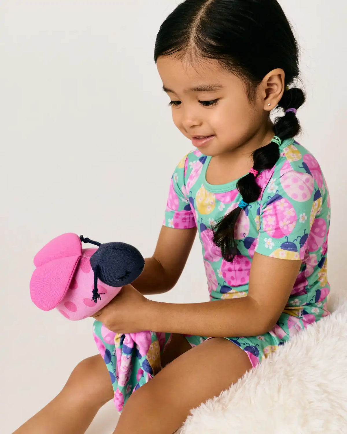 Ladybug Meadow Two-Piece Short Sleeve & Shorts Pajama Set