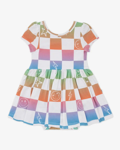 Ombre Cheery Checks Skater Dress with Bodysuit