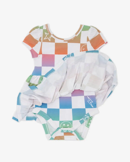 Ombre Cheery Checks Skater Dress with Bodysuit