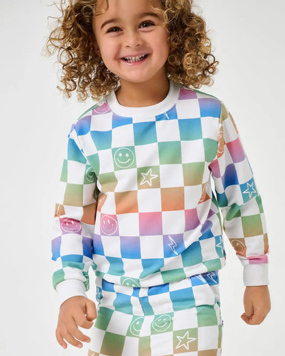 Ombre Cheery Checks Crewneck Sweatshirt