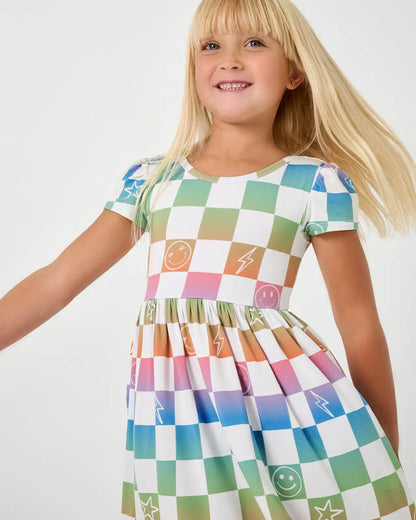 Ombre Cheery Checks Skater Dress