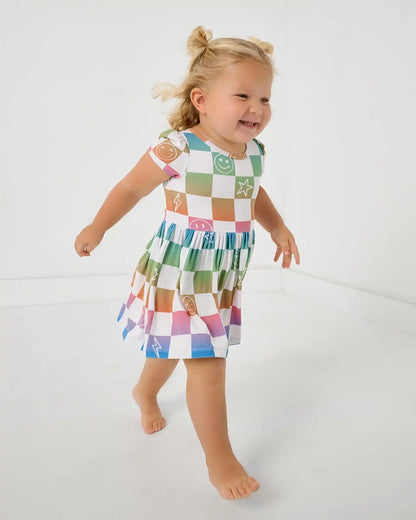 Ombre Cheery Checks Skater Dress with Bodysuit