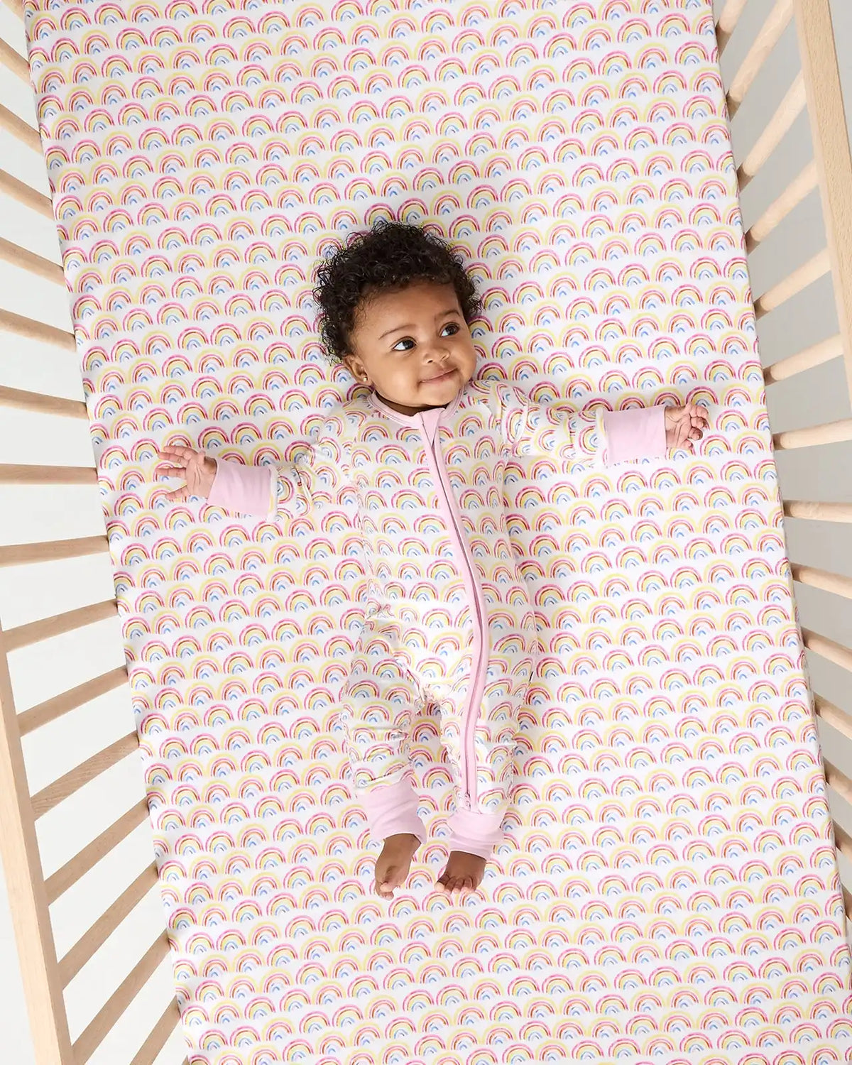 Pastel Rainbows Fitted Crib Sheet