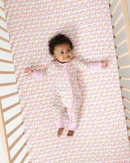Pastel Rainbows Fitted Crib Sheet