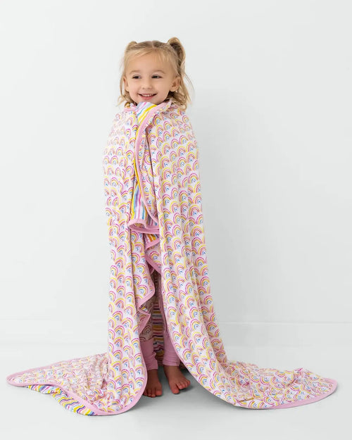 Pastel Rainbows & Sunrise Stripes Large Cloud Blanket®